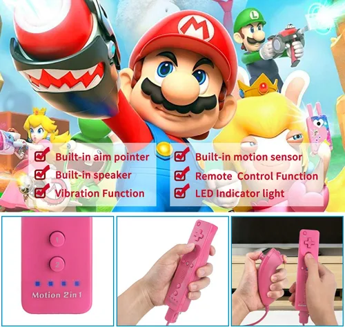 Vista 5 de Motion Plus Wii Controllers 2Packs with Nunchucks, Wii Remote Controllers Compatible for wii and Wii U with Built in Motion Plus