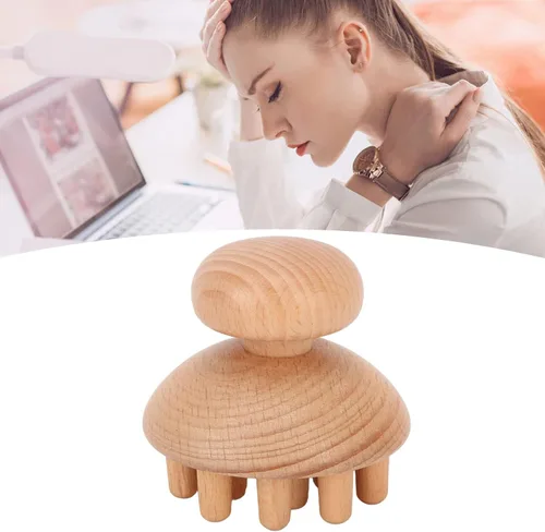Vista 3 de HURRISE Masajeador de cabeza de madera, forma elimina molestias, reduce el estrés, herramienta de masaje de cabeza para dolor de cabeza