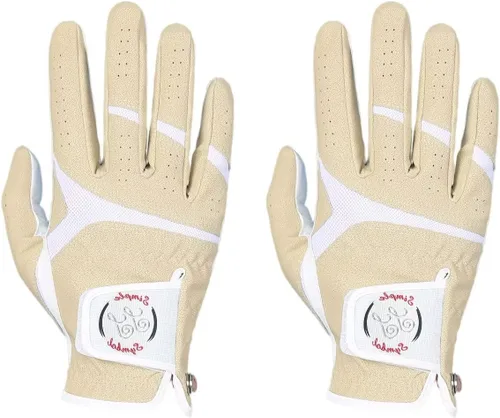 Vista 8 de Guantes de golf para hombre, cuero sintético de alta calidad, agarre estable, paquete de dos
