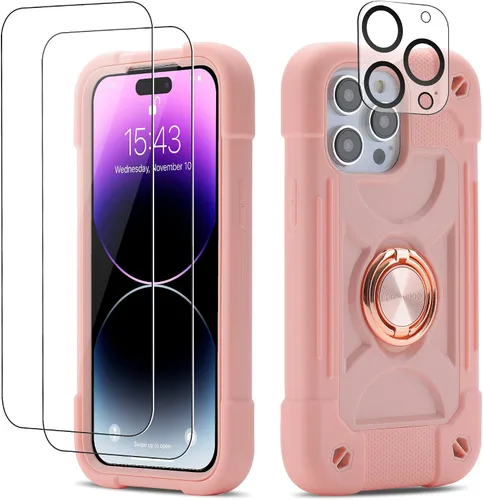 Vista 89 de Funda para iPhone Se3/iPhone Se2, iPhone 6/6S, iPhone 7/iPhone 8 de 4.7 pulgadas con soporte de anillo, con 2 protectores de pantalla resistentes