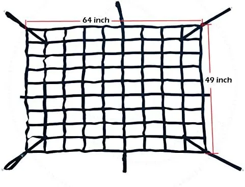 Vista 2 de Red de carga resistente de 65 pulgadas para maletero y remolques de malla superior para camioneta, cubierta ajustable 65" Negro