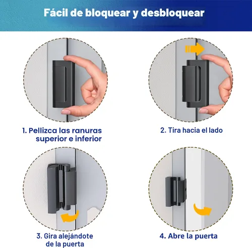 Vista 4 de La cerradura de refuerzo de puerta soporta 800 libras de fuerza, cerradura de puerta negra a prueba extra para niños requiere perforación, evita