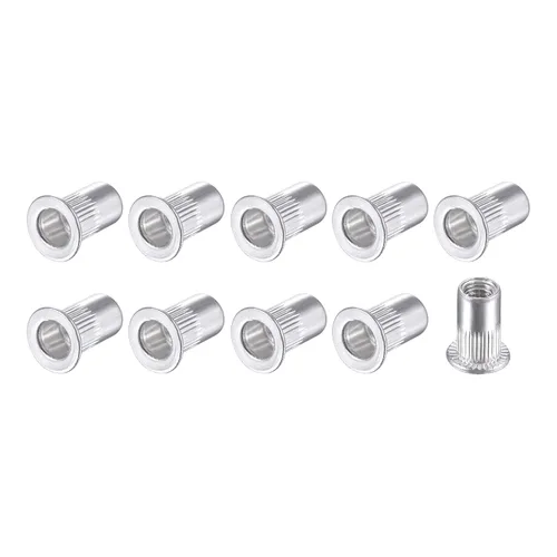 Vista 14 de METALLIXITY Tuercas de remache (M3) 25 piezas, tuercas roscadas de aleación de aluminio, para sujetadores mecánicos de muebles, tono plateado