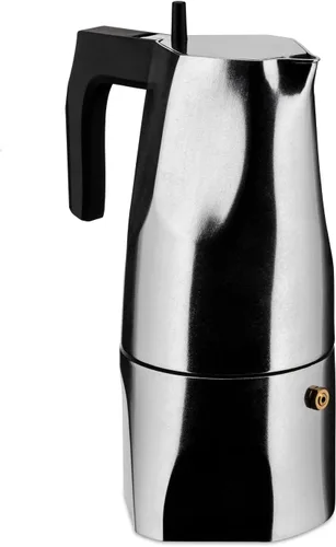Vista 2 de Alessi MT18/6 "Ossidiana" - Cafetera de 6 tazas con mango de fundición de aluminio y perilla en resina termoplástica, color negro