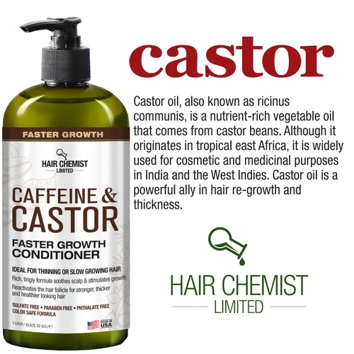 Vista 7 de Hair Chemist Acondicionador de crecimiento más rápido con cafeína y ricino, 33.8 onzas, acondicionador para el cabello para un crecimiento más