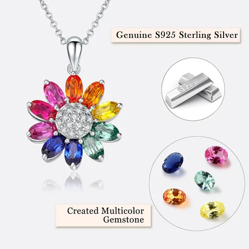 Vista 5 de RANDES Collares de girasol para mujeres, adolescentes y niñas, delicado colgante de plata de ley 925 You're My Sunshine, joyería de girasol
