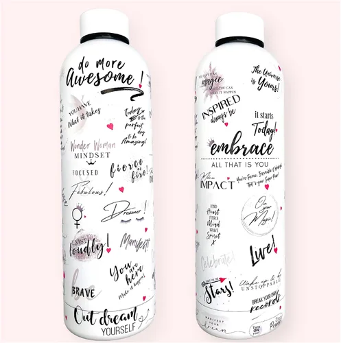 Vista 9 de Fun Chic - Botella de agua motivacional de 24 onzas para mujer, acero inoxidable, citas inspiradoras, regalo femenino, bebida eléctrica para niña