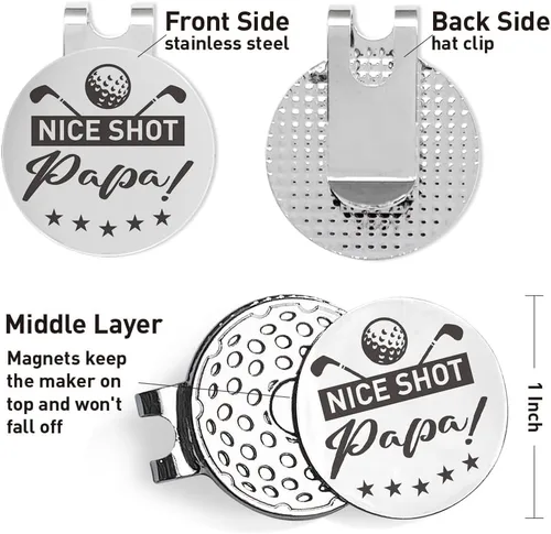 Vista 2 de QVUXZ Papa Dad Golf Ball Marker Gifts, Dad Grandpa Golfing Gifts from Daughter Son Kids, Golf Birthday Fathers Day for Dad Grandpa, Grandpa Dad