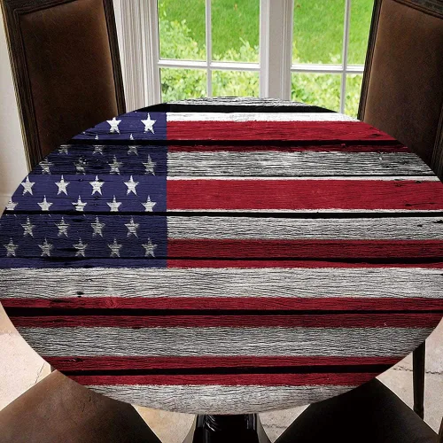 Vista 13 de Mantel redondo ajustable con protector elástico de bandera estadounidense del 4 de julio, mantel impermeable a prueba de aceite, mantel de 40 Tipo 30