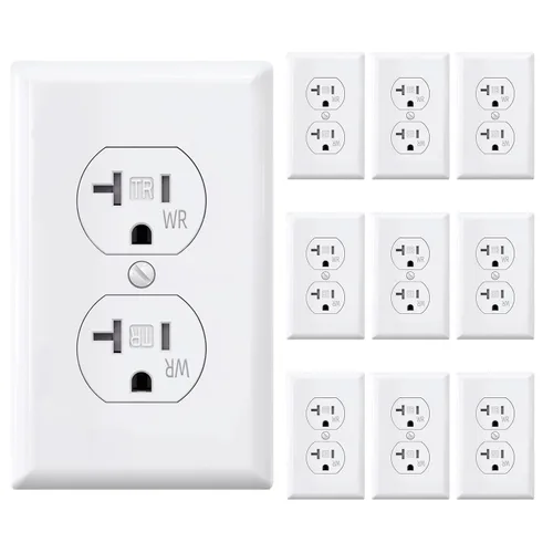 Vista 11 de ELEGRP Receptáculo dúplex con placa de pared, toma de pared eléctrica estándar de 20 A 125 V, resistente a manipulaciones TR y resistente a