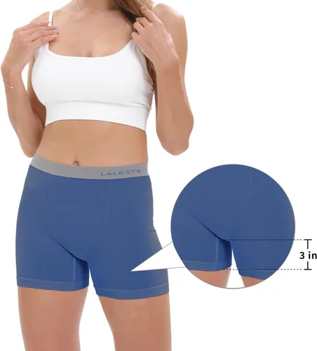 Vista 3 de LALESTE Calzoncillos tipo bóxer de algodón para mujer, con entrepierna de 3 pulgadas, paquete de 5