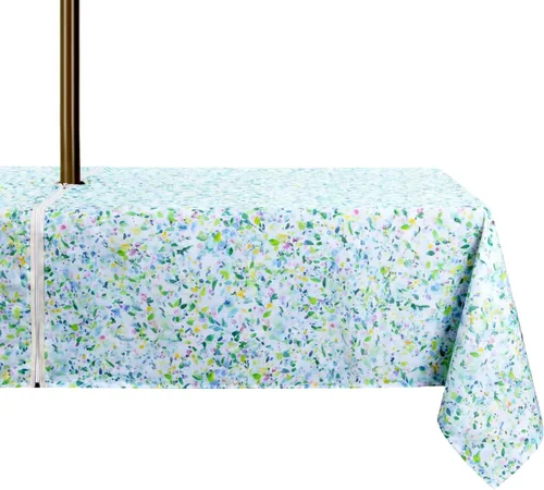 Vista 26 de Stripe Outdoor Tablecloth Water Resistant Polyester Fabric Table Cover with Zipper Umbrella Hole for Garden Patio Tabletop 60x84inch Rectangle,Black