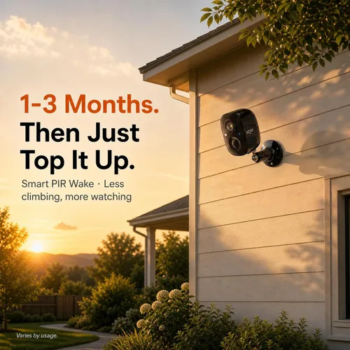 Vista 2 de Dzees Cámara de seguridad inalámbrica para exteriores - Actualización 2K 3MP batería WiFi cámara exterior inalámbrica, foco, sirena, detección