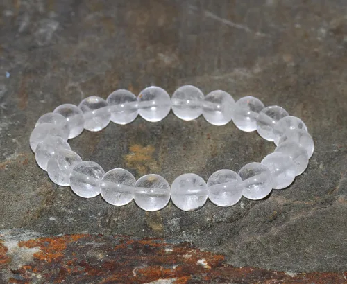 Vista 3 de 8mm Milky Clear Quartz Crystal Bracelet, Yoga Wrist Mala Beads, Meditation Jewelry, Milk, Master Healer - Clarity - Healing for All Chakras