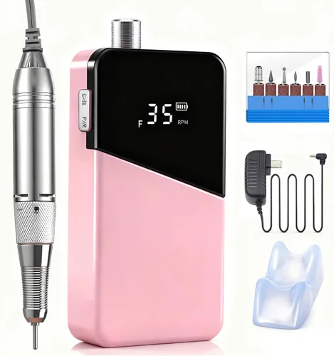 Vista 9 de Taladro eléctrico de uñas, portátil, recargable, 35000 rpm, lima de uñas eléctrica, herramientas eléctricas de uñas acrílicas, pulido, eliminación