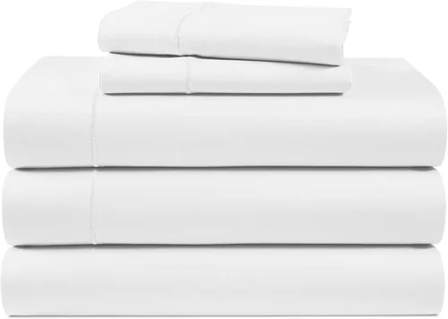 Vista 433 de LANE LINEN - Sábanas individual 100% algodón egipcio suave, cómodo y grueso de calidad de hotel, costuras reforzadas totalmente elásticas, sin