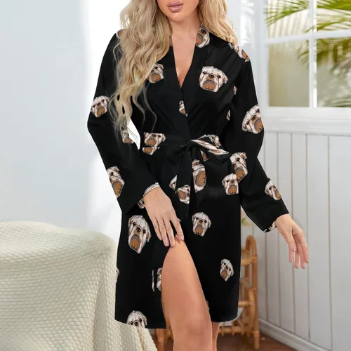 Vista 6 de Lindo Bulldog Inglés Mujeres Kimono Bata Corto Sexy Albornoz Camisón Camisón Ropa de Dormir Ropa de Dormir Ropa