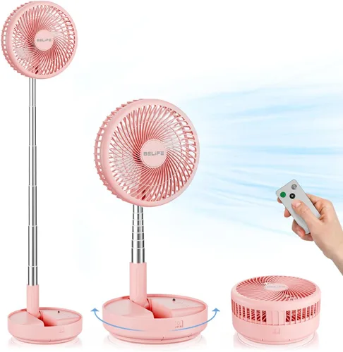 Vista 8 de Belife X8-Lite - Ventilador portátil, recargable con batería de 7200 mAh, ventilador de piso de escritorio USB con control remoto, ventilador Negro