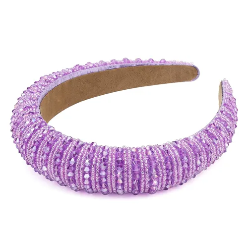 Vista 11 de Wecoe Diadema negra para mujer, diadema de diamantes de imitación de moda, diadema acolchada, diadema de diamantes brillantes con cuentas