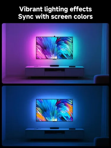 Vista 5 de GIPOYENT Retroiluminación LED para TV con cámara, luces de sincronización de pantalla RGBIC de 10.5 pies para televisores y monitores de PC de 32 a