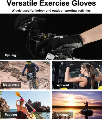 Vista 6 de SUJAYU Guantes de ciclismo de dedo completo, guantes de bicicleta de montaña, guantes de carreras, guantes de mtb, guantes de ciclismo para hombres