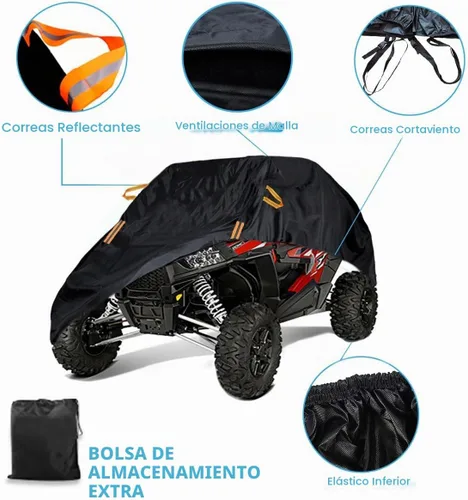 Vista 6 de Funda para UTV impermeable, resistente de 2 a 3 plazas lado a lado, cubierta de tela Oxford para Polaris RZR Ranger Can-Am Defender Kawasaki Mule