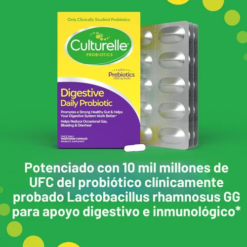 Vista 6 de Culturelle Cápsulas probióticas diarias para hombres y mujeres, cepa probiótica más estudiada clínicamente, salud digestiva e intestinal, apoya