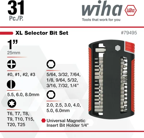 Vista 3 de Wiha 79495 Juego de brocas XLSelector, 31 piezas