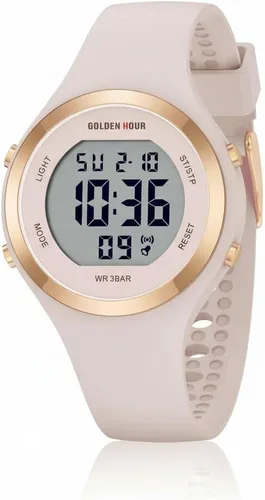 Vista 11 de GOLDEN HOUR Reloj deportivo impermeable para mujer con cronógrafo digital y correa de silicona