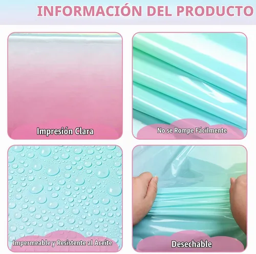 Vista 4 de Riakrum Paquete de 3 manteles de plástico arcoíris pastel para fiesta