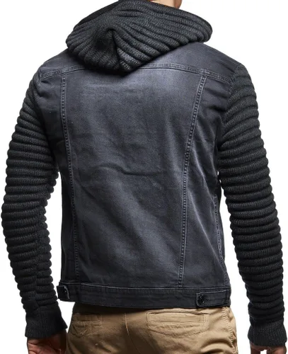 Vista 4 de Leif Nelson LN5240 - Chaqueta vaquera para hombre con mangas de punto