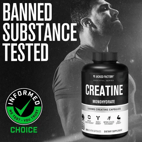 Vista 3 de Jacked Factory Cápsulas de monohidrato de creatina, píldoras de creatina para el crecimiento muscular, mayor fuerza, mayor producción de energía