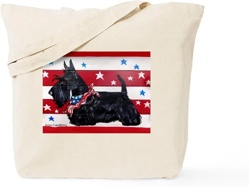 Vista 11 de CafePress American Scottie - Bolsa de compras de lona beige natural reutilizable