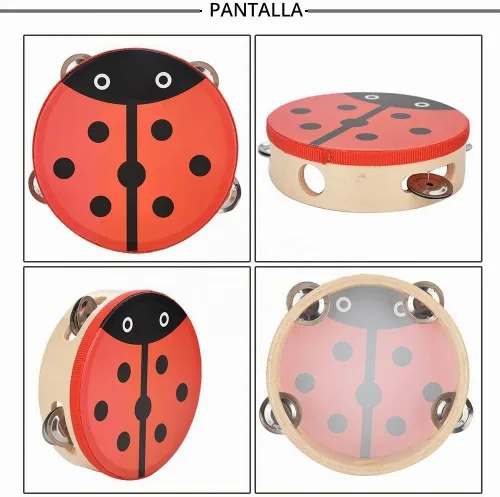 Vista 5 de Tambor de percusión de mano de madera de 5.9 in para niños, regalos de canciones de baile (1#)
