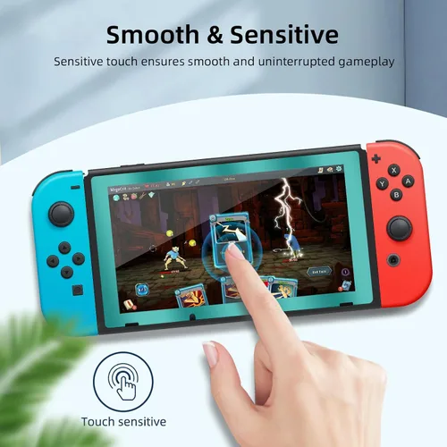 Vista 4 de Paquete de 2 protectores de pantalla de vidrio templado con borde verde para Switch Model 2017 [6.2 pulgadas], transparente HD, antiarañazos