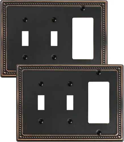 Vista 39 de Paquete de 2 cubiertas de placa de interruptor de luz de doble palanca, cubiertas decorativas de placa de doble interruptor Pearls, placa de pared