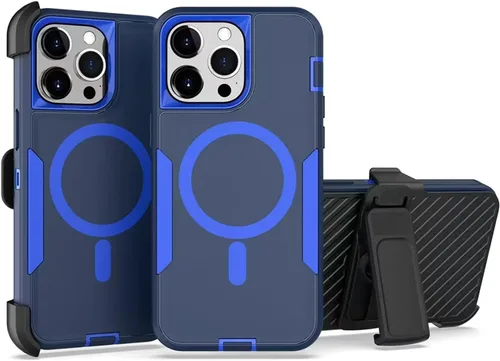 Vista 12 de Funda diseñada para iPhone 16 Pro, magnética, doble protección, resistente y duradera, compatible con MagSafe, clip trasero desmontable, a prueba