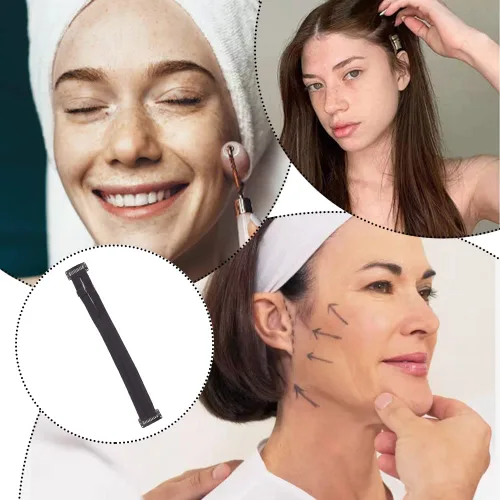Vista 2 de 2 bandas de estiramiento facial con clips, correas de parche, bandas de levantamiento facial, bandas de estiramiento facial, bandas elásticas