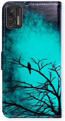 Vista 7 de Bcov Funda para Moto G Stylus 2021, diseño de pájaro negro y verde con función atril