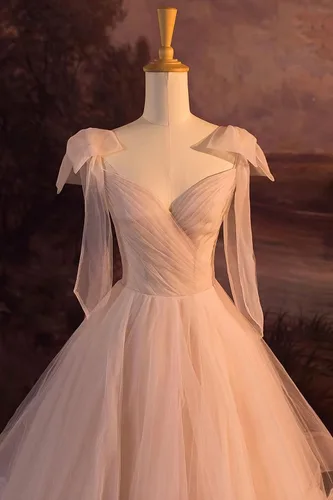 Vista 3 de Vestido de fiesta de tul con volantes en capas, con tirantes delgados, vestidos de baile de princesa con lazo, vestidos de quinceañera