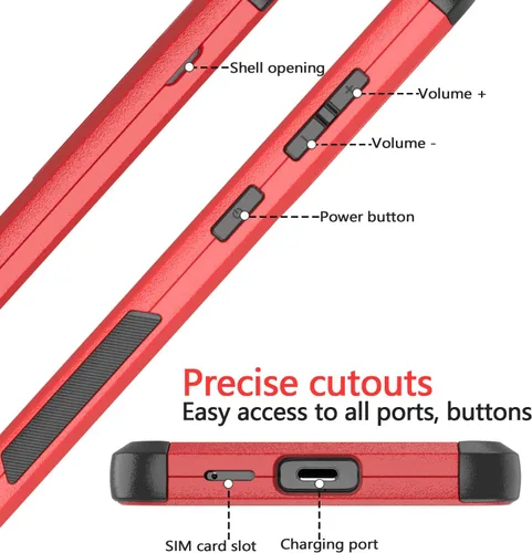 Vista 5 de Funda para Samsung Galaxy S25 Plus y S24 Plus - A prueba de golpes y caídas [con pantalla de vidrio templado y protectores de cámara] Protección Rojo