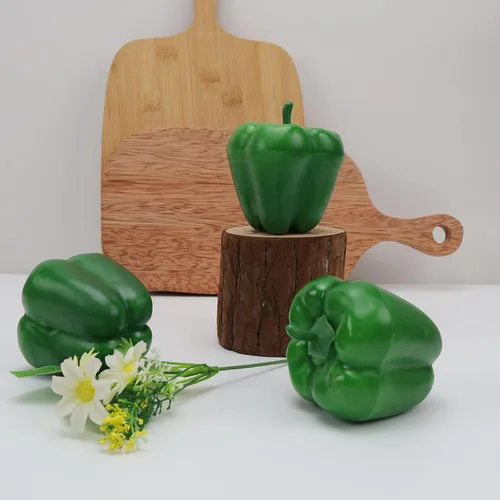 Vista 8 de Gresorth 8pcs Artificial Big Bell Pimienta Verde Decoración Vegetal Falso Casa Gabinete de Cocina