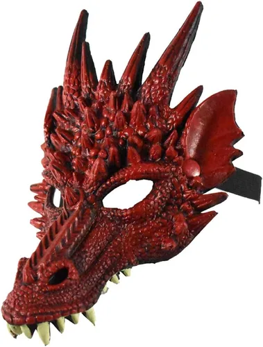 Vista 2 de NOVELTY GIANT WWW.NOVELTYGIANT.COM Máscara de dragón de goma espuma Cosplay accesorio rojo