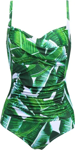 Vista 4 de Ekouaer Traje de baño de una pieza para mujer, con control de abdomen, fruncido, estilo vintage, retro, con efecto de realce