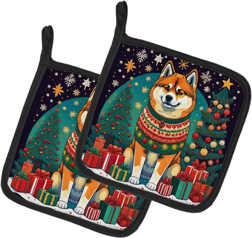 Vista 17 de Affenpinscher - Par de soportes para ollas de Navidad