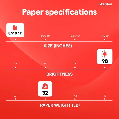 Vista 3 de Staples Papel láser de 8.5 pulgadas x 11 pulgadas, 32 libras. Brillo 98 500/Rm