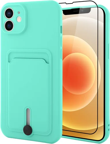 Vista 35 de MZELQ Cartera de TPU Compatible con Funda iPhone 12, Portarjetas Protección de Cámara Cubierta + Protector de Pantalla, Ranura Empujable para Niñas