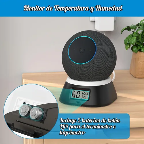 Vista 2 de PlusAcc Soporte para Dot 5th Gen & Dot Max & Nest Mini, pantalla de temperatura Negro, higrómetro de humedad digital Monitor de medidor
