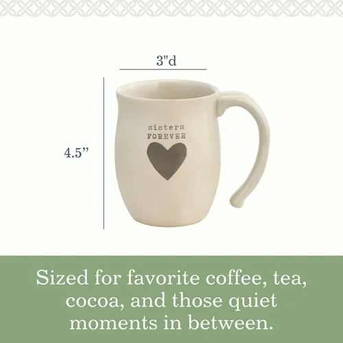 Vista 3 de DEMDACO Taza de café de cerámica con corazón de hermanas para siempre, crema inspiradora de 16 onzas