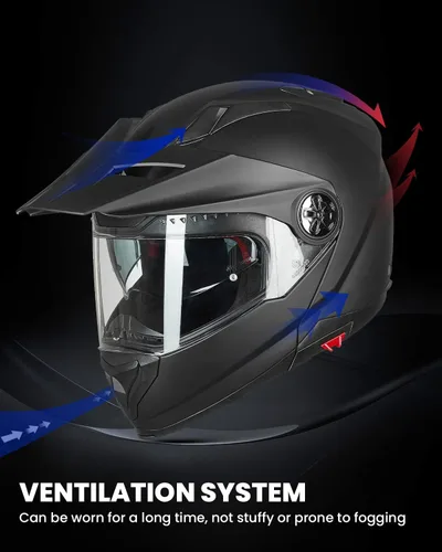 Vista 6 de ILM - Casco modular de cara completa para motocicleta, ATV, tres en uno, para moto de nieve, con visera antiniebla Pinlock, para hombres y mujeres